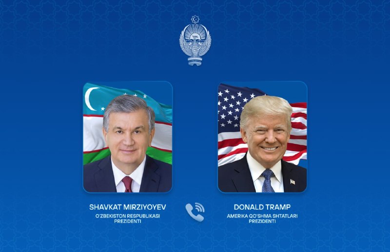 O‘zbekiston Respublikasi Prezidenti Shavkat Mirziyoyevning Amerika Qo‘shma Shtatlari Prezidenti Donald Tramp bilan telefon orqali muloqoti bo‘lib o‘tdi.