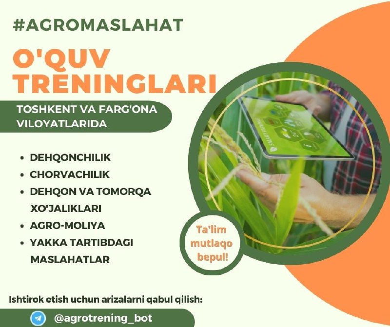 AGROMASLAHAT O‘QUV TRENINGLARIGA MARHAMAT