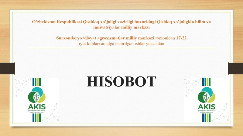 Surxondaryo viloyat agroxizmatlar markazi tomonidan 17-22 iyul kunlari amalga oshirilgan ishlar: